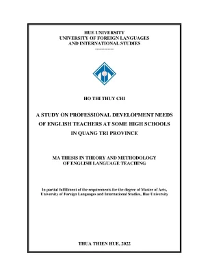 A study on professional development needs of english teachers at some high schools in quang tri province