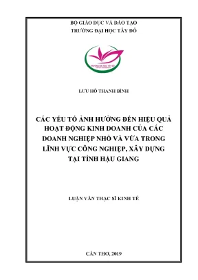 Các yếu tố ảnh hưởng đến hiệu quả hoạt động kinh doanh của các doanh nghiệp nhỏ và vừa trong lĩnh vực công nghiệp xây dựng tại tỉnh hậu giang