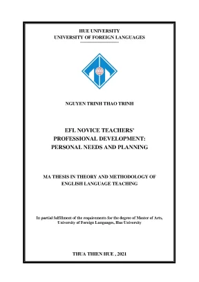 Efl novice teachers professional development personal needs and planning