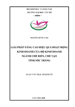 Giải pháp nâng cao hiệu quả hoạt động kinh doanh của hộ kinh doanh ngành chế biến chế tạo tỉnh sóc trăng