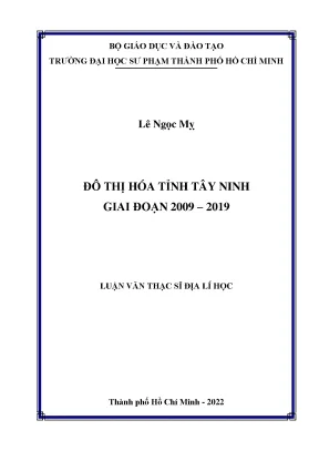 Đô thị hóa tỉnh tây ninh giai đoạn 2009 2019