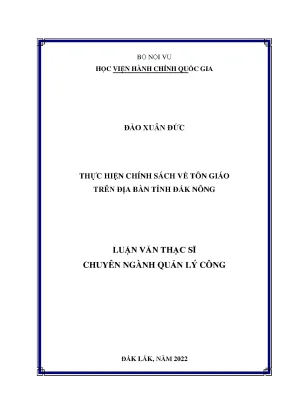Thực hiện chính sách về tôn giáo trên địa bàn tỉnh đắk nông