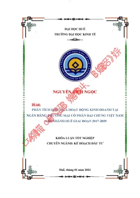 Phân tích hiệu quả hoạt động kinh doanh tại ngân hàng thương mại cổ phần đại chúng việt nam chi nhánh huế giai đoạn 2017 2019