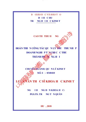 Hoàn thiện công tác quản lý thuế thu nhập doanh nghiệp tại chi cục thuế thành phố đồng hới