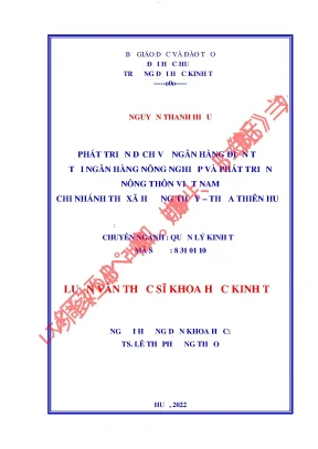 Phát triển dịch vụ ngân hàng điện tử tại ngân hàng nông nghiệp và phát triển nông thôn việt nam chi nhánh thị xã hương thủy thừa thiên huế