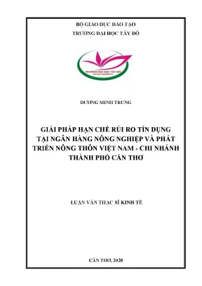 Giải pháp hạn chế rủi ro tín dụng tại ngân hàng nông nghiệp và phát triển nông thôn việt nam chi nhánh thành phố cần thơ