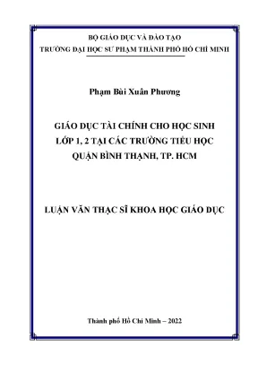 Giáo dục tài chính cho học sinh lớp 1 2 tại các trường tiểu học quận bình thạnh tp hcm