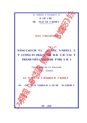 Nâng cao chất lượng nguồn nhân lực tại công ty trách nhiệm hữu hạn một thành viên lâm nghiệp triệu hải