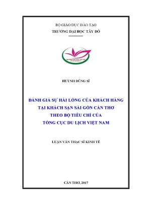 Đánh giá sự hài lòng của khách hàng tại khách sạn sài gòn cần thơ theo bộ tiêu chí của tổng cục du lịch việt nam