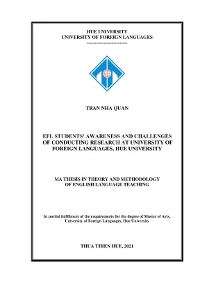 Efl students awareness and challenges of conducting research at university of foreign languages hue university