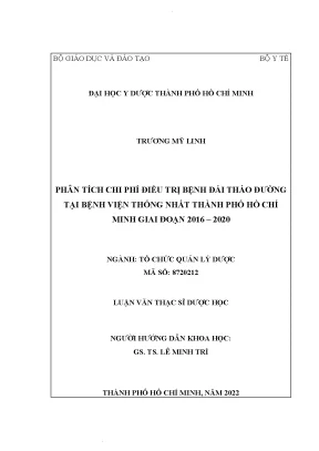 Phân tích chi phí điều trị bệnh đái tháo đường tại bệnh viện thống nhất thành phố hồ chí minh giai đoạn 2016 2020