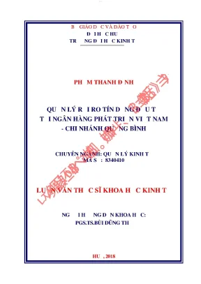 Quản lý rủi ro tín dụng đầu tư tại ngân hàng phát triển việt nam chi nhánh quảng bình
