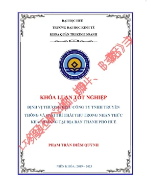 Định vị thương hiệu công ty tnhh truyền thông và giải trí thái thu trong nhận thức của khách hàng tại thành phố huế