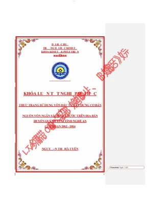 Thực trạng sử dụng vốn đầu tư xây dựng cơ bản từ nguồn vốn ngân sách nhà nước trên địa bàn huyện quỳnh lưu tỉnh nghệ an giai đoạn 2012 2014