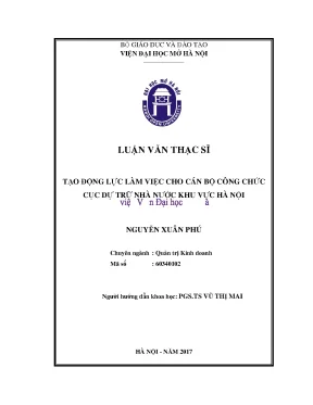 Tạo động lực làm việc cho cán bộ công chức cục dự trữ nhà nước khu vực hà nội