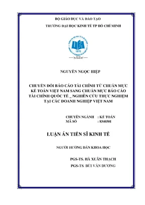 Chuyển đổi bctc từ chuẩn mực kế toán việt nam sang chuẩn mực bctc quốc tế nghiên cứu thực nghiệm tại các doanh nghiệp việt nam