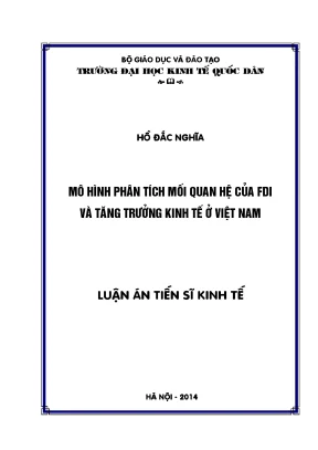 Mô hình phân tích mối quan hệ của fdi và tăng trưởng kinh tế ở việt nam