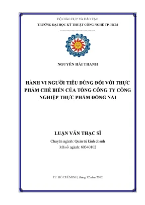 Hành vi người tiêu dùng đối với thực phẩm chế biến của tổng công ty công nghiệp thực phẩm đồng nai