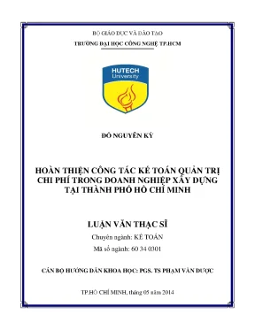 Hoàn thiện công tác kế toán quản trị chi phí trong doanh nghiệp xây dựng tại tp hồ chí minh