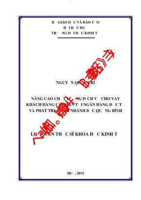 Nâng cao chất lượng dịch vụ cho vay khách hàng cá nhân tại ngân hàng tmcp đầu tư và phát triển việt nam chi nhánh bắc quảng bình