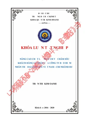 Nâng cao chất lượng dịch vụ chăm sóc khách hàng cá nhân của công ty bảo hiểm nhân thọ dai ichi việt nam chi nhánh huế