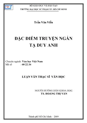 Đặc điểm truyện ngắn tạ duy anh
