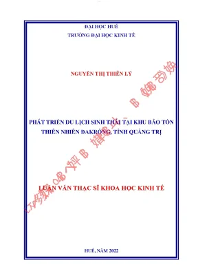 Phát triển du lịch sinh thái tại khu bảo tồn thiên nhiên đakrông tỉnh quảng trị