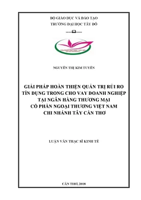 Giải pháp hoàn thiện quản trị rủi ro tín dụng trong cho vay doanh nghiệp tại ngân hàng tmcp ngoại thương việt nam chi nhánh tây cần thơ