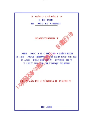 Ảnh hưởng của việc thực hiện chính sách bồi thường giải phóng mặt bằng đến cuộc sống của người dân khi nhà nước thu hồi đất tại huyện bố trạch tỉnh quảng bình