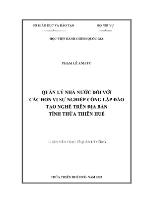 Qlnn đối với các sự nghiệp công lập đào tạo nghề trên địa bàn tỉnh thừa thiên huế