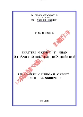 Phát triển kinh tế tư nhân ở thành phố huế tỉnh thừa thiên huế