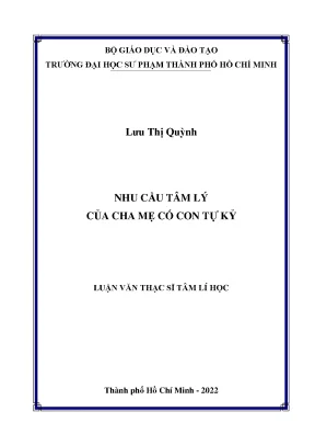 Nhu cầu tâm lý của cha mẹ có con tự kỷ