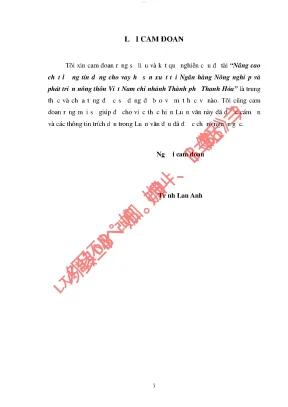 Nâng cao chất lượng tín dụng cho vay hộ sản xuất tại ngân hàng nông nghiệp và phát triển nông thôn việt nam chi nhánh thành phố thanh hóa