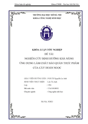 Nghiên cứu định hướng khả năng ứng dụng làm chất bảo quản thực phẩm của cây hoàn ngọc