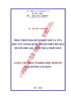Phát triển doanh nghiệp nhỏ và vừa khu vực ngoài quốc doanh trên địa bàn huyện phú lộc tỉnh thừa thiên huế