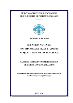 Esp needs analysis for pharmaceutical students at quang binh medical school