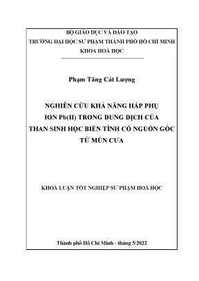 Nghiên cứu khả năng hấp phụ ion pb ii trong dung dịch của than sinh học biến tính có nguồn gốc từ mùn cưa