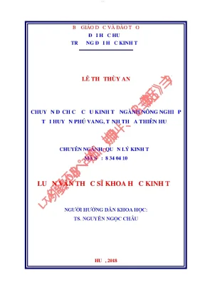 Chuyển dịch cơ cấu kinh tế ngành nông nghiệp tại huyện phú vang tỉnh thừa thiên huế