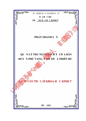 Quản lý thu ngân sách nhà nước tại địa bàn huyện phú vang tỉnh thừa thiên huế