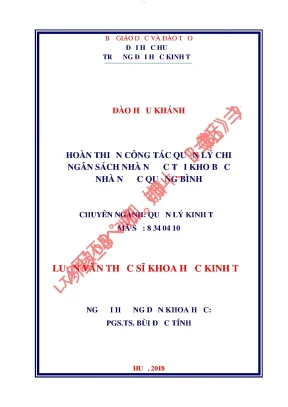 Hoàn thiện công tác quản lý chi ngân sách nhà nước tại kho bạc nhà nước quảng bình