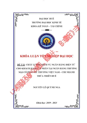 Chất lượng dịch vụ ngân hàng điện tử dành cho khách hàng cá nhân tại ngân hàng thương mại cổ phần kỹ thương việt nam chi nhánh thừa thiên huế