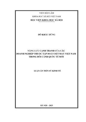 Năng lực cạnh tranh của các doanh nghiệp thuộc tập đoàn dệt may việt nam trong bối cảnh quốc tế mới