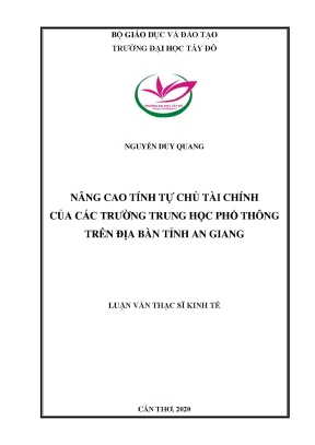 Nâng cao tính tự chủ tài chính của các trường trung học phổ thông trên địa bàn tỉnh an giang