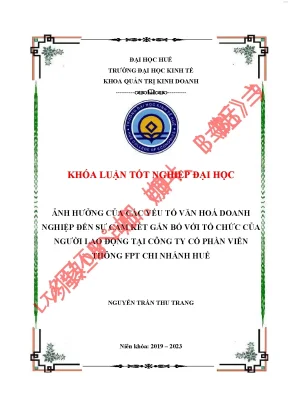 Ảnh hưởng của các yếu tố văn hoá doanh nghiệp đến sự cam kết gắn bó với tổ chức của người lao động tại công ty cp viễn thông fpt huế