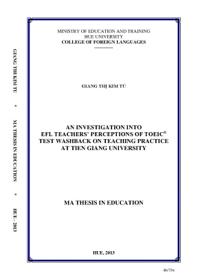 An investigation into efl teachers perceptions of toeic test washback on teaching practice at tien giang university