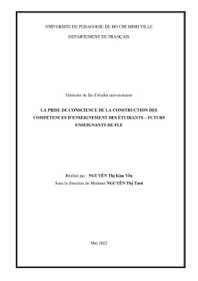 La prise de conscience de la construction des compesetences d enseignemnt dé estudiants futurs enseignants de fle