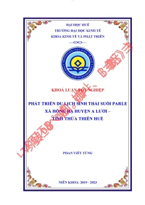 Phát triển du lịch sinh thái suối parle xã hồng hạ huyện a lưới tỉnh thừa thiên huế