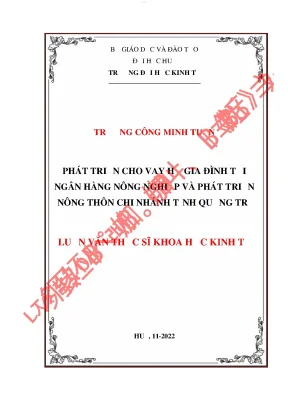 Phát triển cho vay hộ gia đình tại ngân hàng nông nghiệp và phát triển nông thôn chi nhánh tỉnh quảng trị