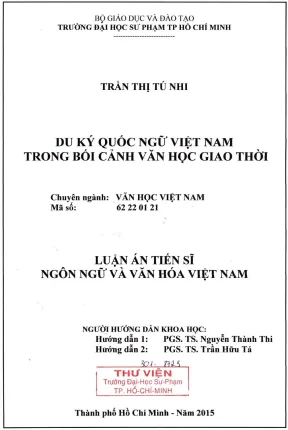 Du ký quốc ngữ việt nam trong bối cảnh văn học giao thời