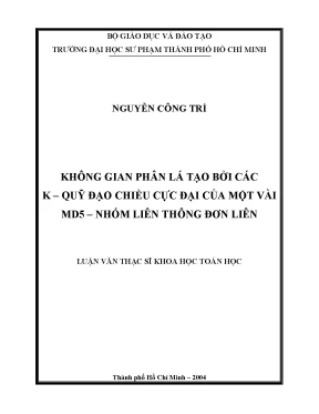 Không gian phân lá tạo bởi các k quỹ đạo chiều cực đại của một vài md5 nhóm liên thông đơn liên